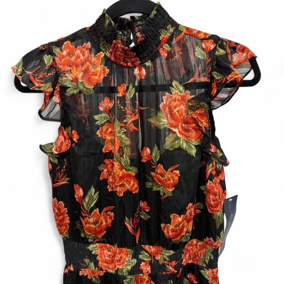 Rachel Roy Black Maxi Dress with Orange Floral Print - Picture 3 of 8